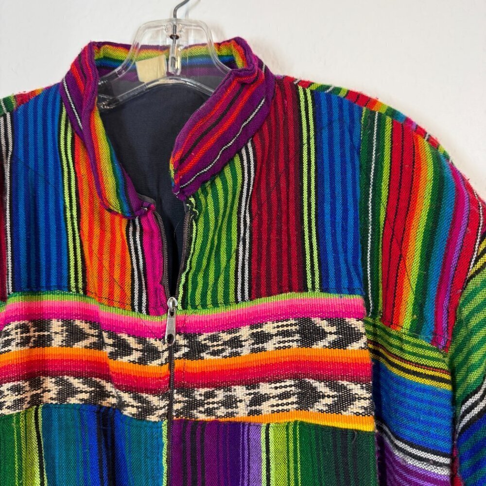 Vintage Patchwork Bomber Jacket 80s Boho Cotton G… - image 4